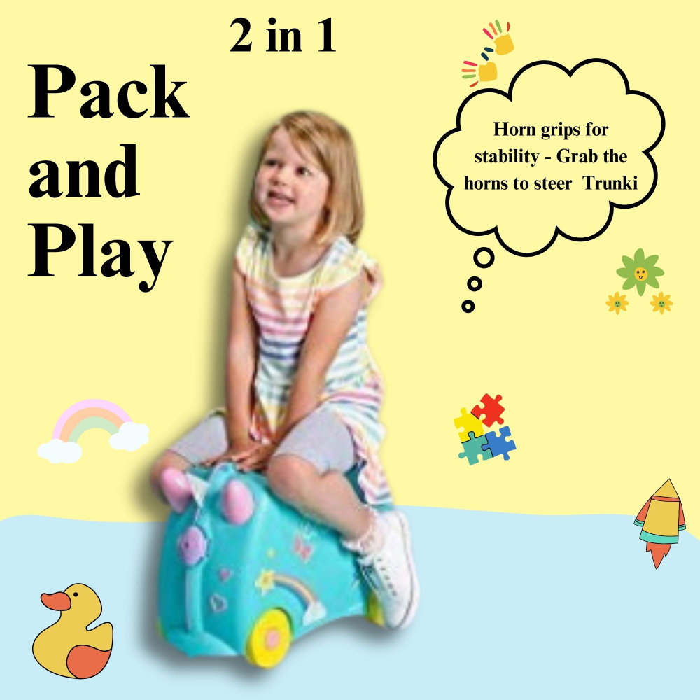 Una Unicorn Suitcase - Light Blue