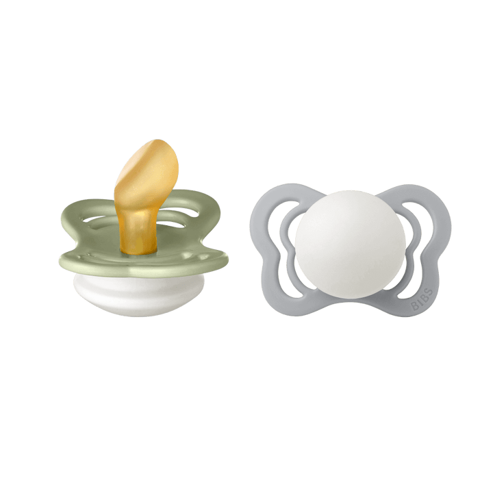 BIBS Couture Latex Anatomical Pacifier, Size 1 - Sage Glow/Cloud Glow(Pack of 2)