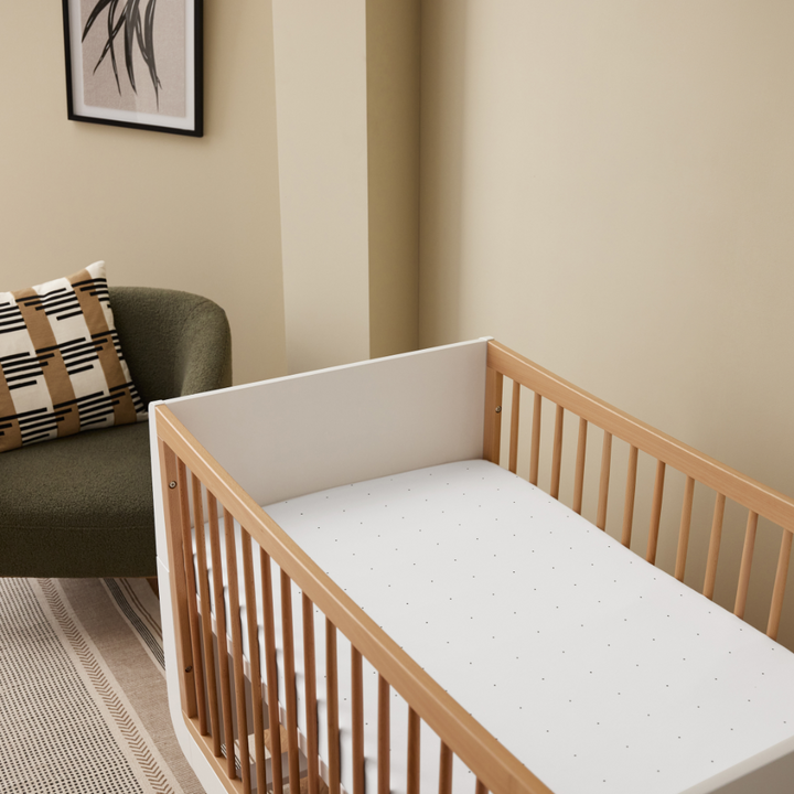 SnuzKot Cotton Fitted Bedsheet, Pack of 2, White/Dot