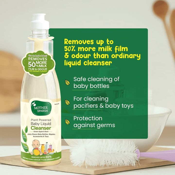 Mother Sparsh Natural Baby Liquid Cleanser 175 ml (Pack of 2)