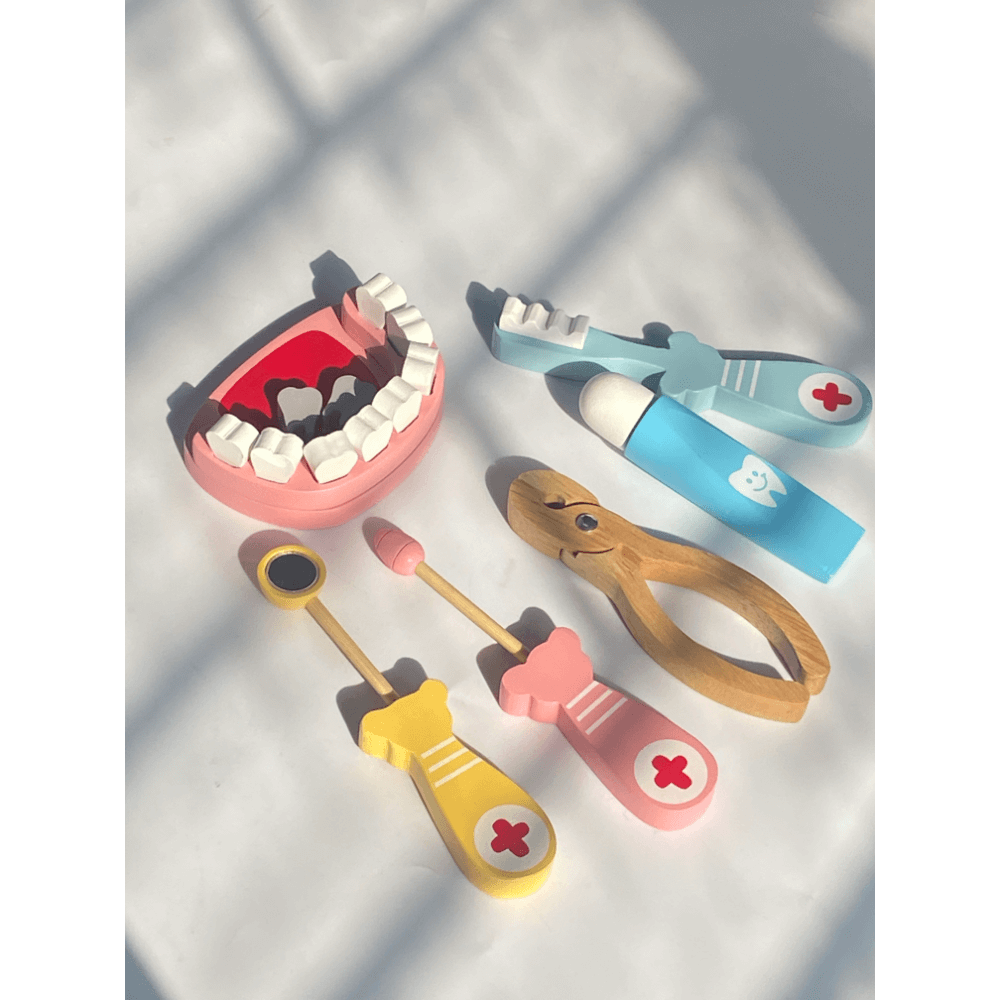 Playbox Happy Teeth Wooden Dental Doctor Kit Toy Set - 6 pcs