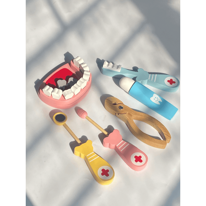Playbox Happy Teeth Wooden Dental Doctor Kit Toy Set - 6 pcs