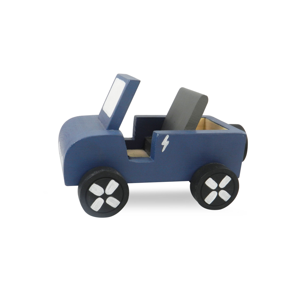 Playbox Wooden EV Jeep with Artificial Wooden Electric Charger