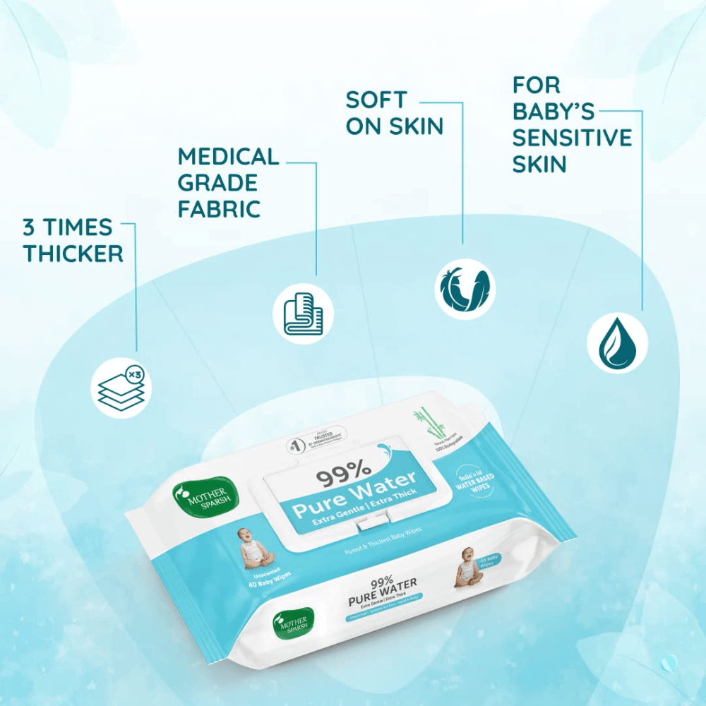 Mother Sparsh 99% Unscented Pure Water Baby Wipes - Pack of 2