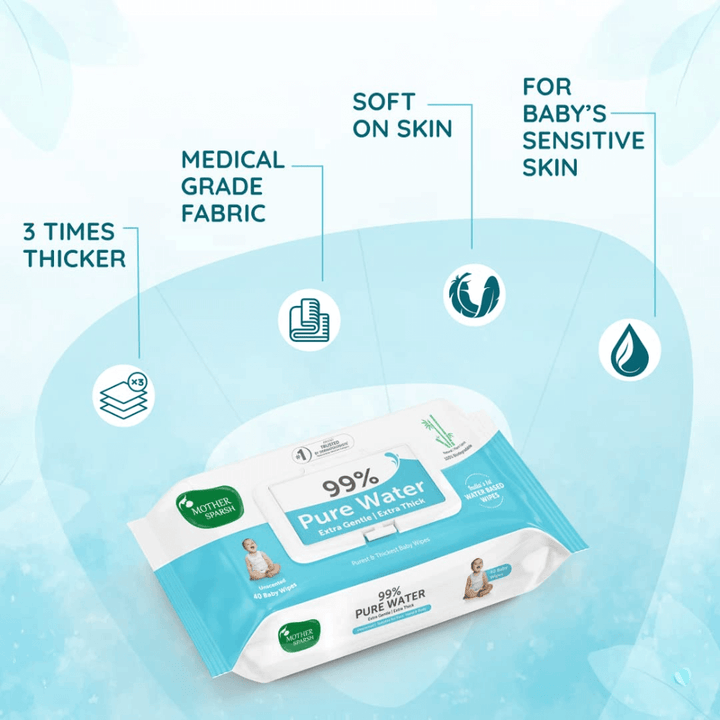 Mother Sparsh 99% Unscented Pure Water Baby Wipes - Pack of 2