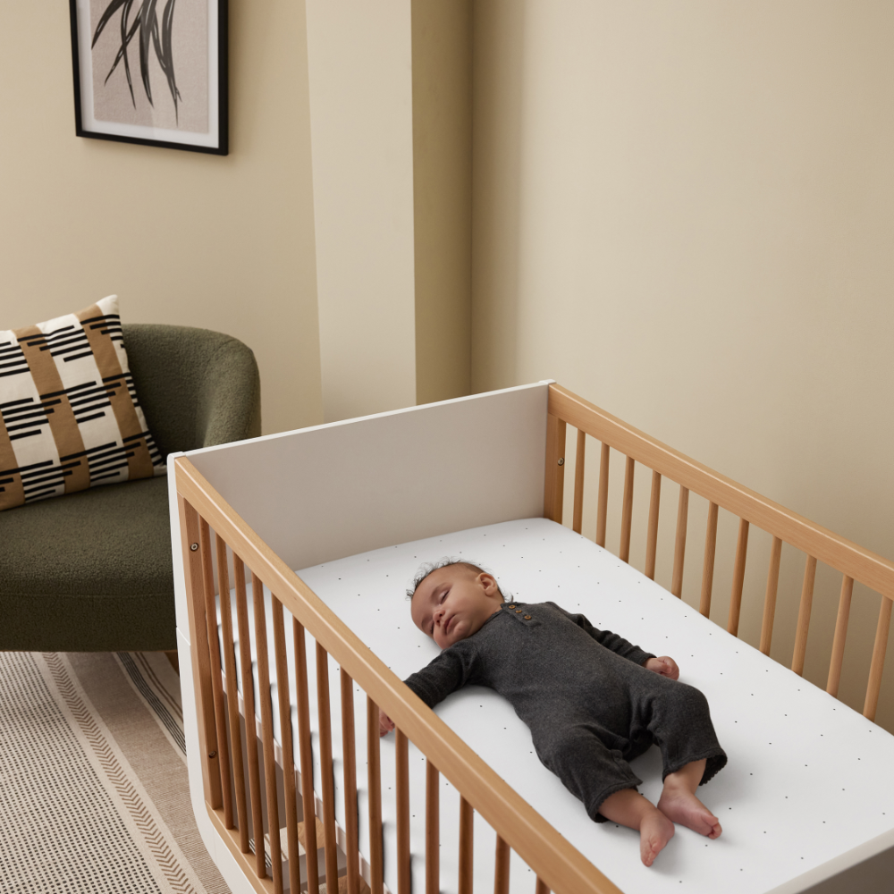 SnuzKot Cotton Fitted Bedsheet, Pack of 2, White/Dot