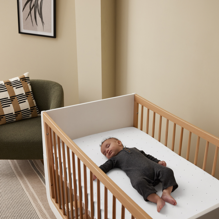 SnuzKot Cotton Fitted Bedsheet, Pack of 2, White/Dot