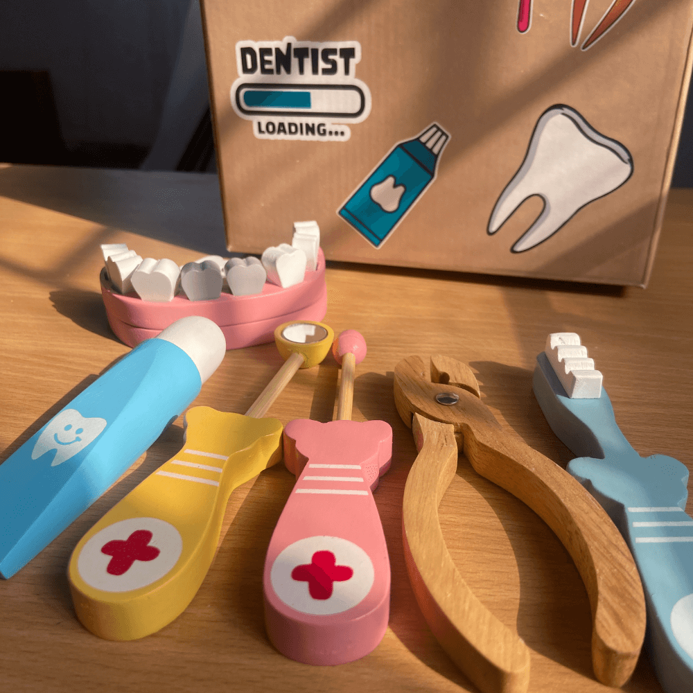 Playbox Happy Teeth Wooden Dental Doctor Kit Toy Set - 6 pcs