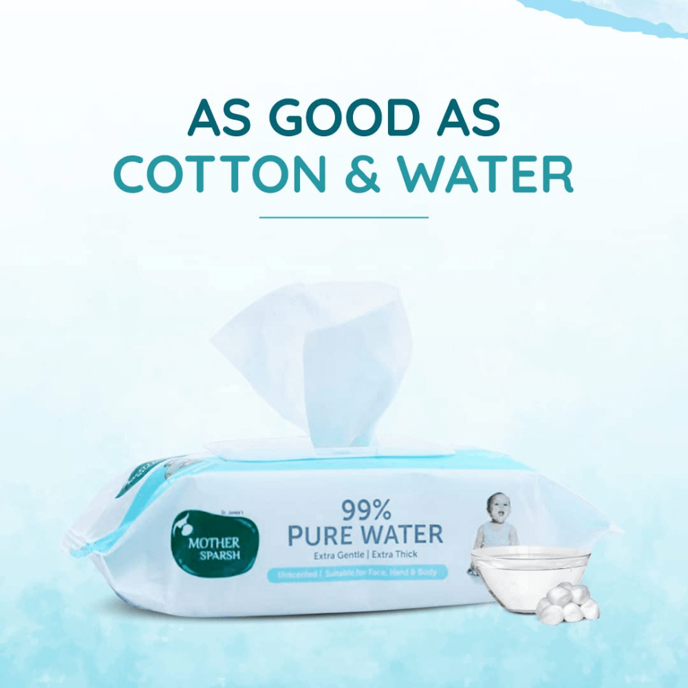 Mother Sparsh 99% Unscented Pure Water Baby Wipes - Pack of 2