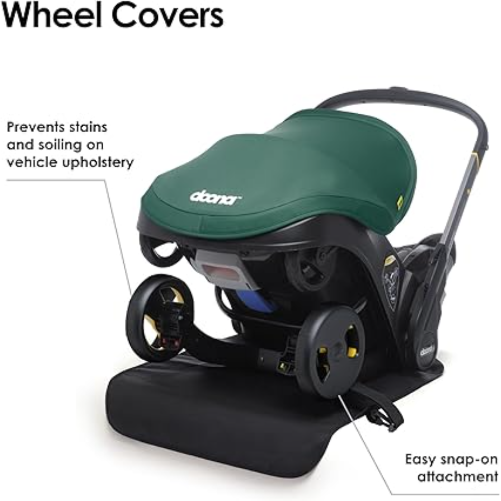 Doona™ Wheel Covers - Black Pushchair Wheel Protectors for preventing soiling of car upholstery