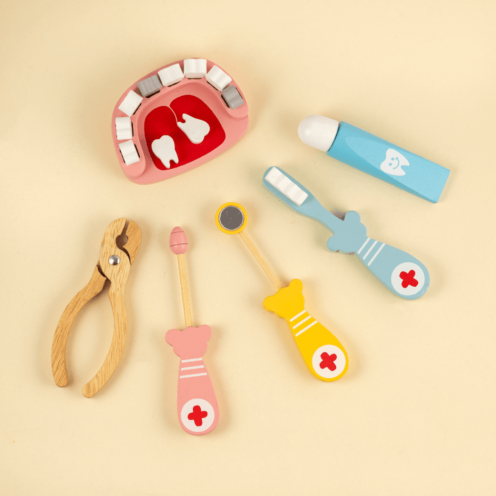 Playbox Happy Teeth Wooden Dental Doctor Kit Toy Set - 6 pcs