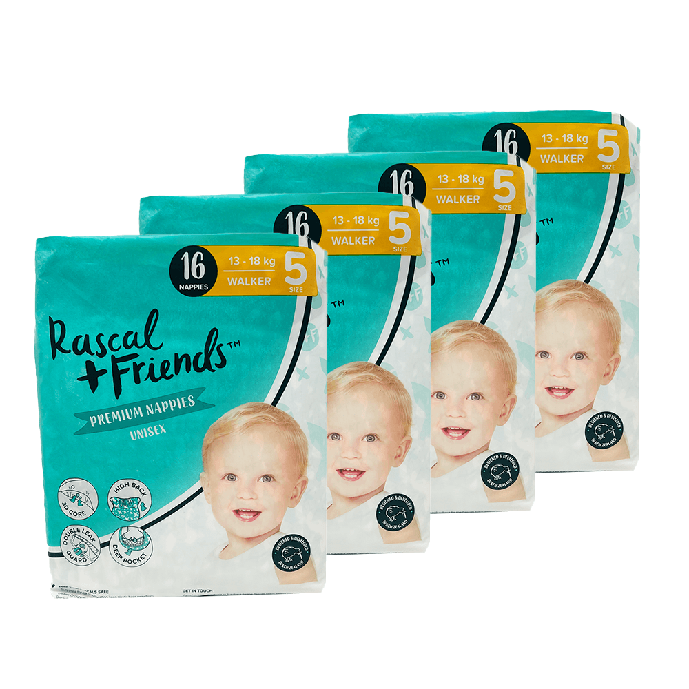 Rascal+Friends Premium Adhesive Walker Kids Nappy Diapers Size 5
