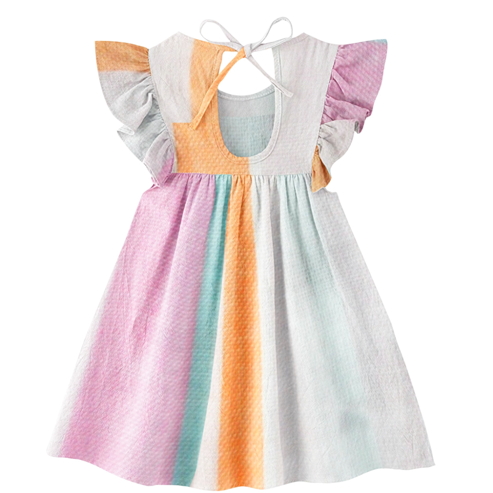 The Baby Atelier Pink & Orange Stripe Organic Sleeve Dress