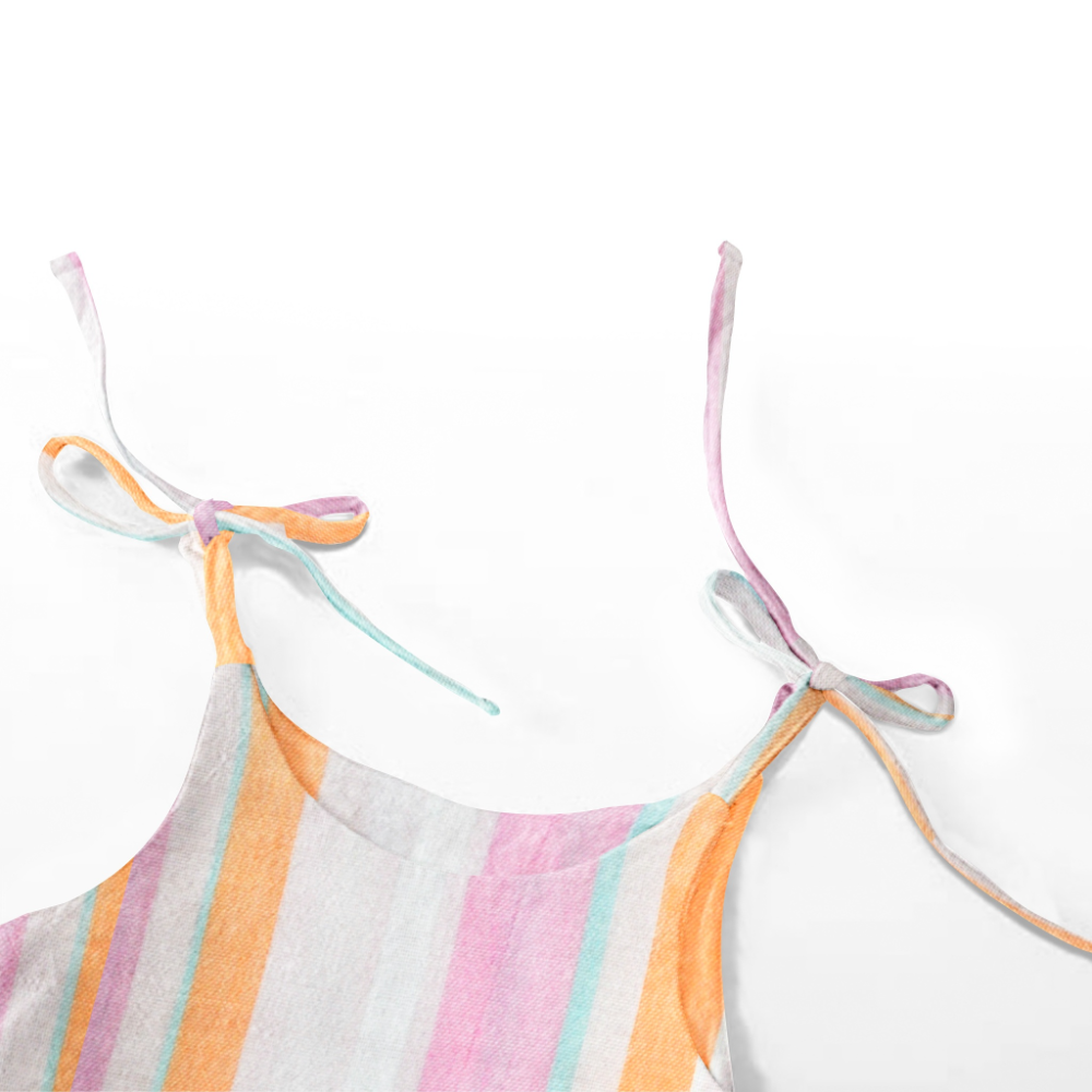 The Baby Atelier Pink & Orange Stripe Sleeveless Dress