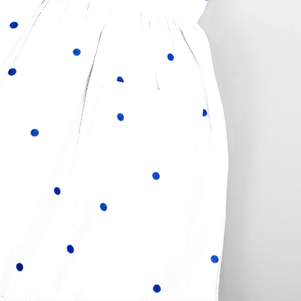 The Baby Atelier Cream & Navy Blue Dot Sleeveless Dress