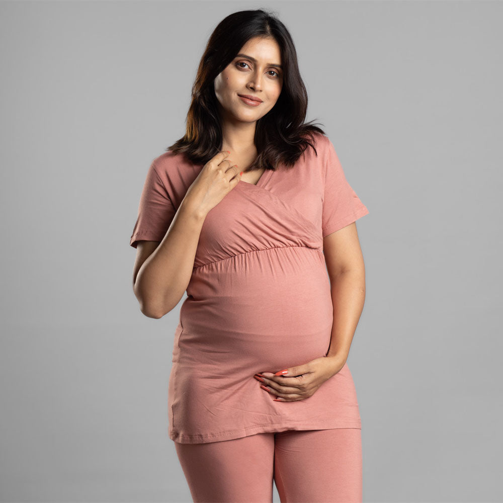 Block Hop Old Rose Maternity Co-Ord Set