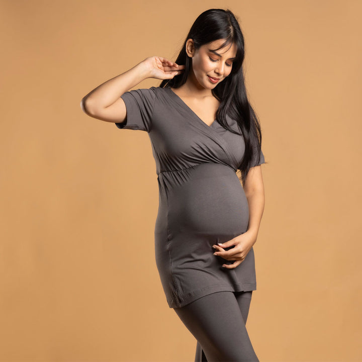 Block Hop Charcoal Grey Maternity Co-Ord Set