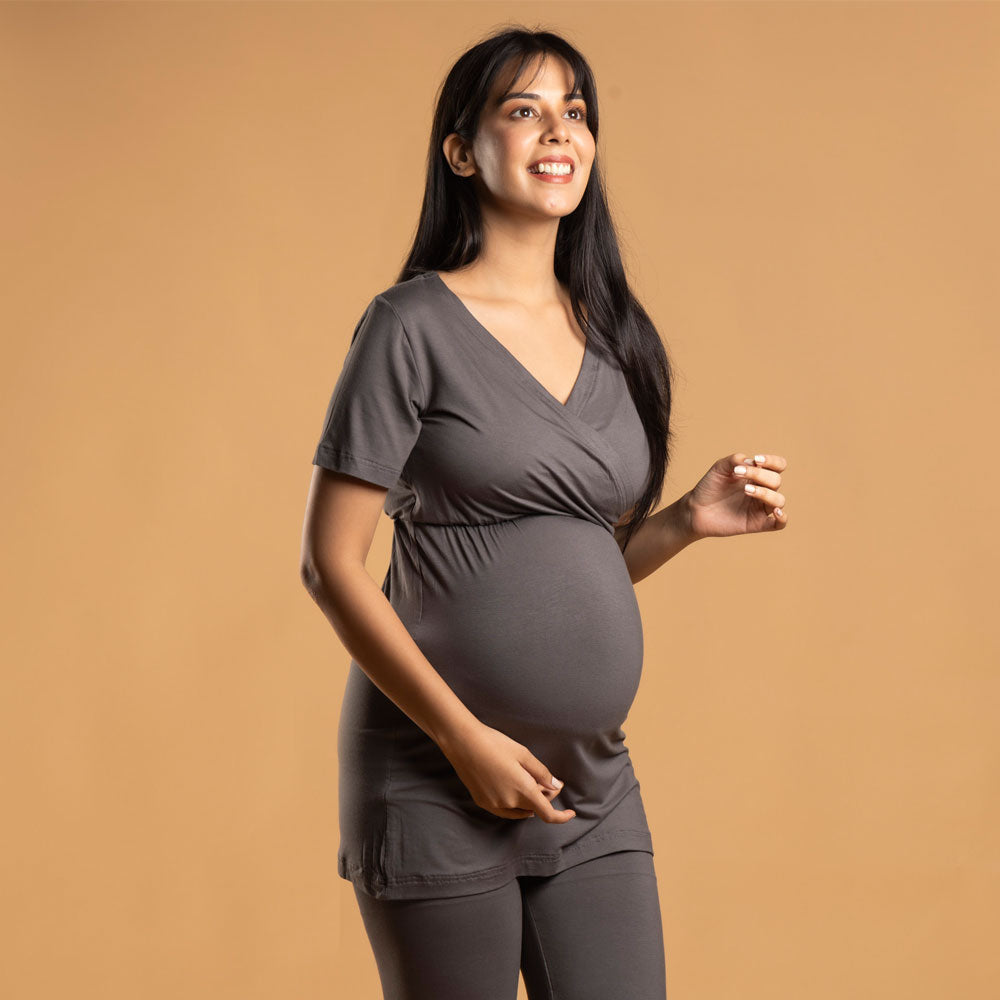Block Hop Charcoal Grey Maternity Co-Ord Set
