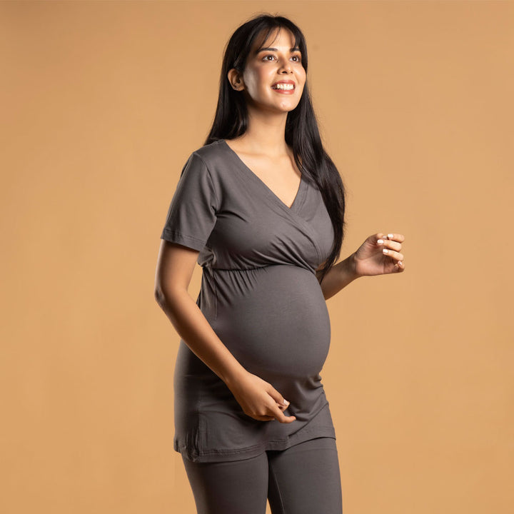 Block Hop Charcoal Grey Maternity Co-Ord Set