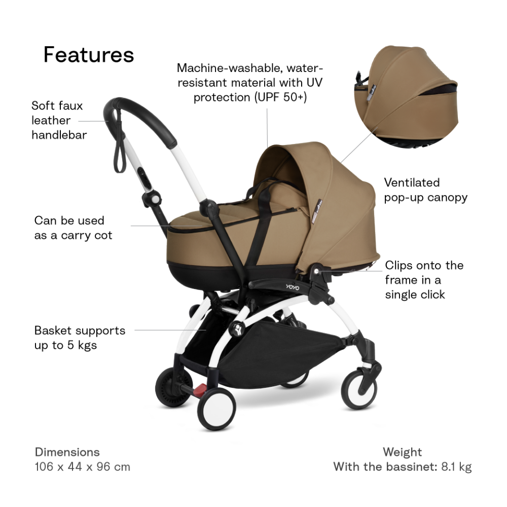 YOYO² Complete Stroller With Bassinet - White Frame