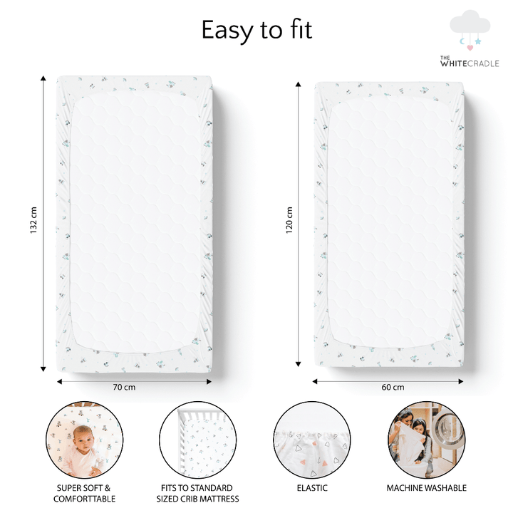 The White Cradle Cotton Crib Fitted Sheets (Pack of 2)