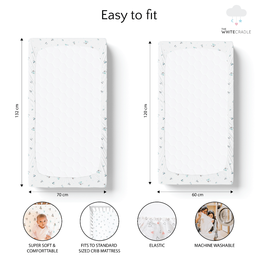 The White Cradle Cotton Crib Fitted Sheets (Pack of 2)