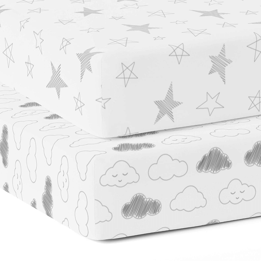 The White Cradle Cotton Crib Fitted Sheets (Pack of 2)