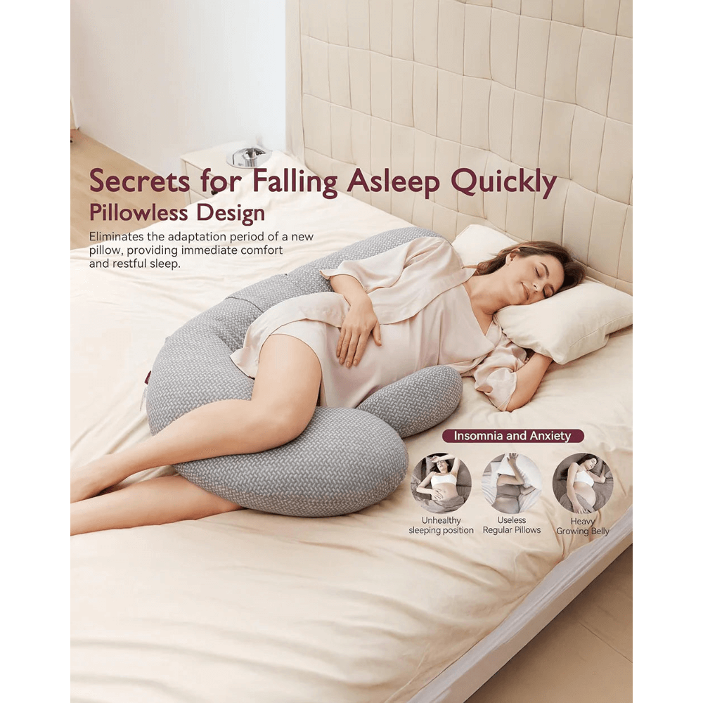 Momcozy Maternity Accessory F Shaped Maternity Pillow - Grey