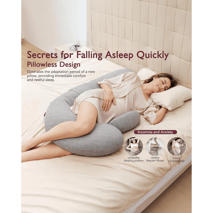 Momcozy Maternity Accessory F Shaped Maternity Pillow - Grey
