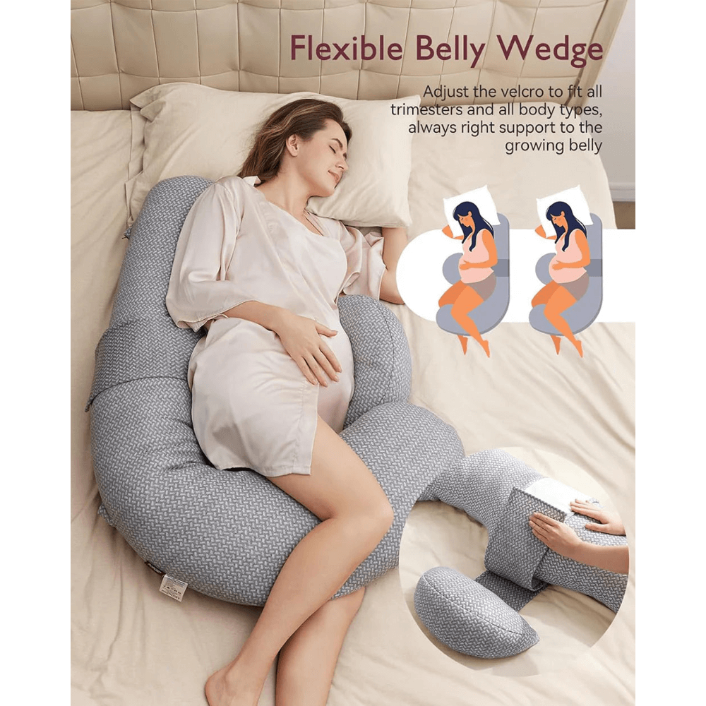 Momcozy Maternity Accessory F Shaped Maternity Pillow - Grey