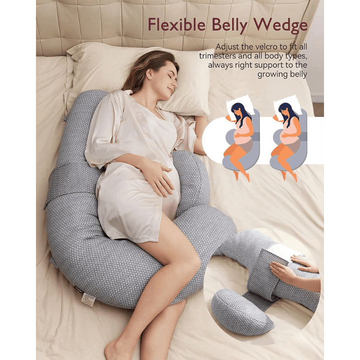 Momcozy Maternity Accessory F Shaped Maternity Pillow - Grey