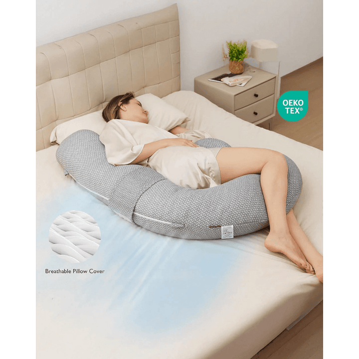 Momcozy Maternity Accessory F Shaped Maternity Pillow - Grey