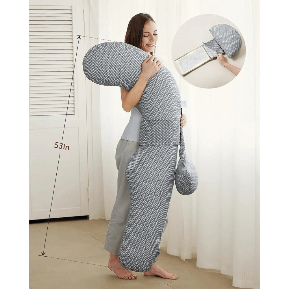 Momcozy Maternity Accessory F Shaped Maternity Pillow - Grey