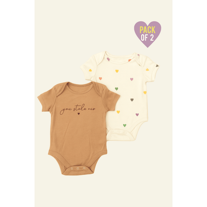 Furr Balls Organic Cotton Bodysuits for Baby Girl - Pack of 2