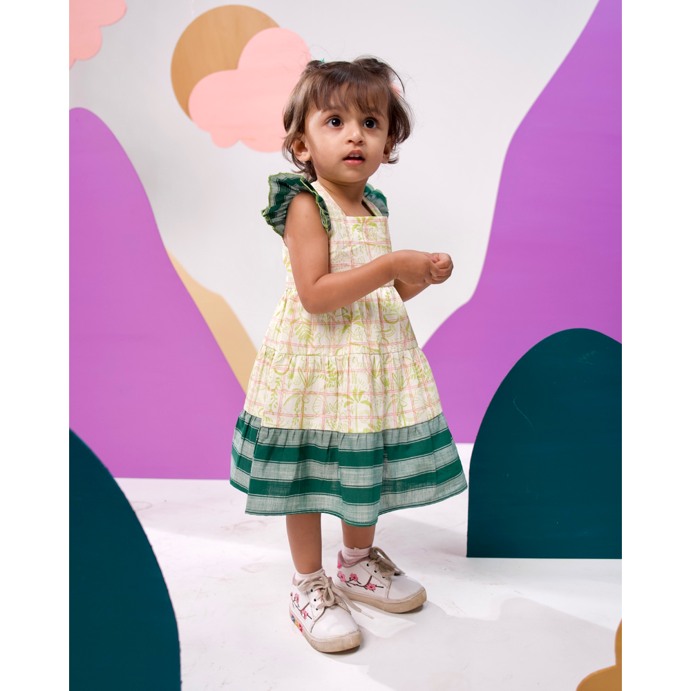 Miko Lolo Spring Jungle Gym Tiered Dress Printed - Green