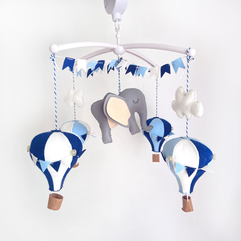 Blue Hot Air Balloon Cot Mobile