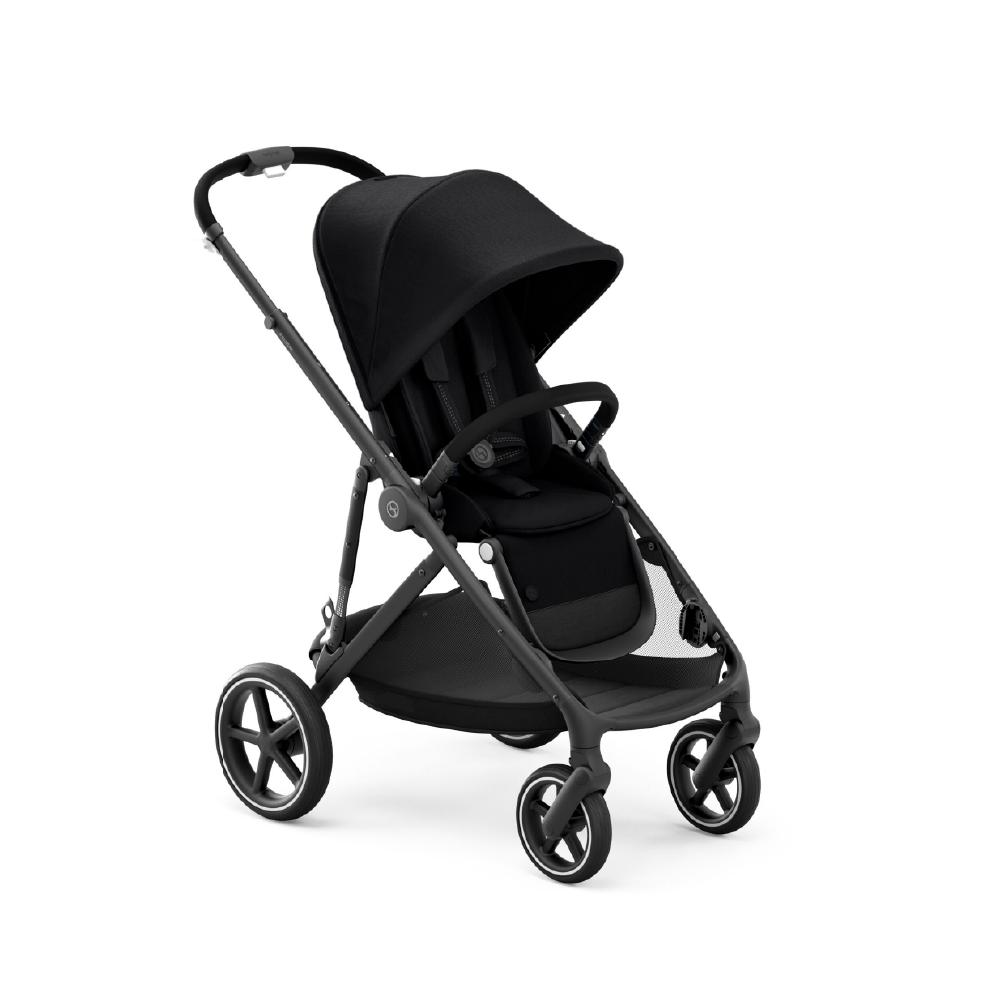 Cybex Gazelle Reversible Seat Stroller from Birth - 4 Years with Flat Recline, Height-Adjustable Handle Bar and Multiple Seat Configurations that converts to Twin/Sibling Stroller - Moon Black