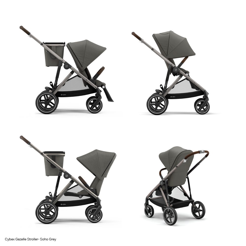 Cybex Gazelle Reversible Seat Stroller from Birth - 4 Years with Flat Recline, Height-Adjustable Handle Bar and Multiple Seat Configurations that converts to Twin/Sibling Stroller