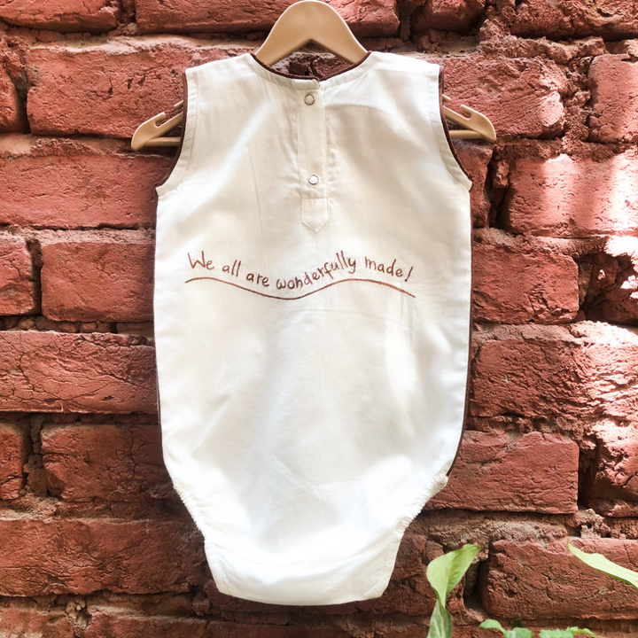 Bhaakur We Are All Wonderfully Made Cotton Onesie- White