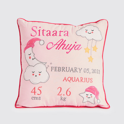 Little West Street Personalized Celestial Pink Birth Star Pillow