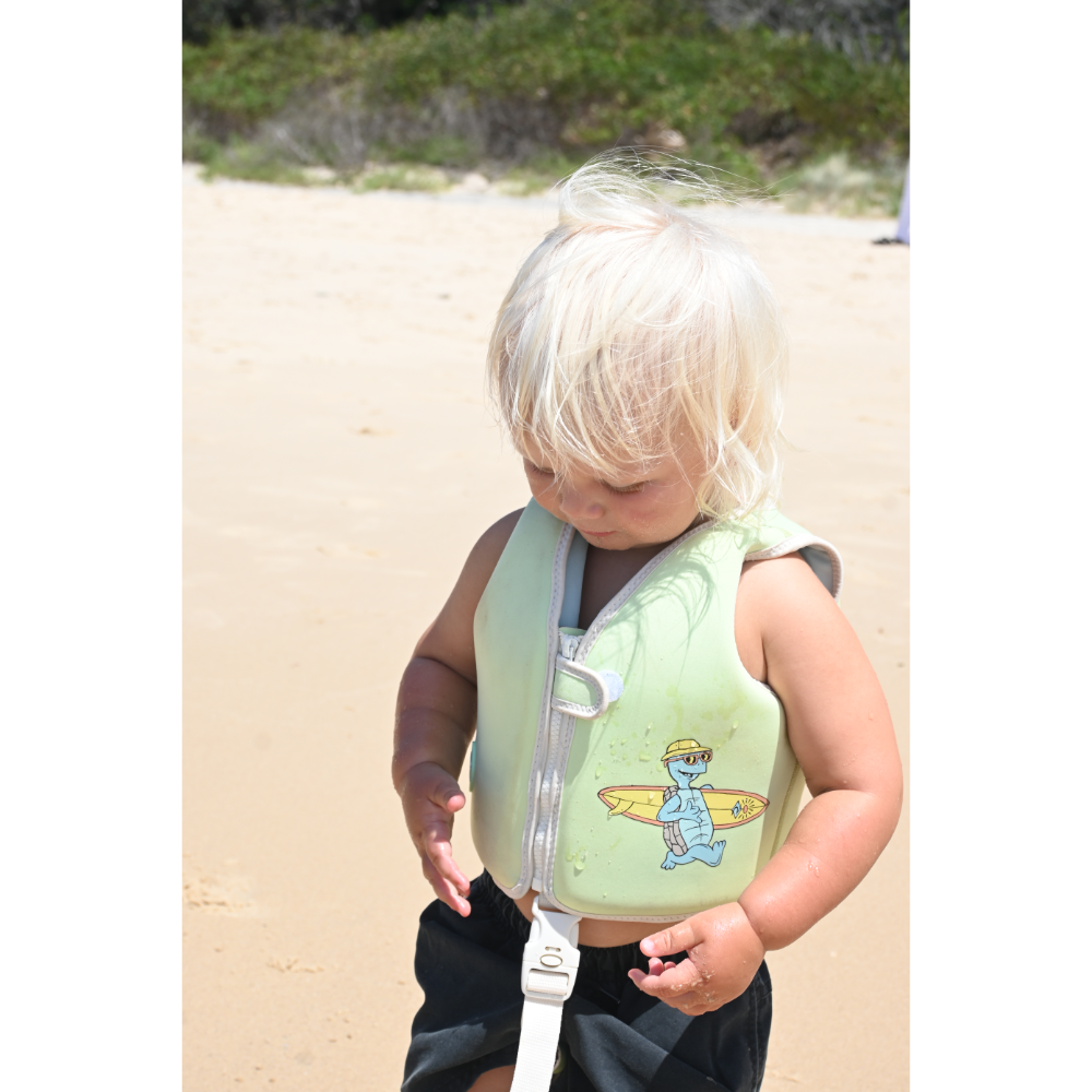SUNNYLiFE Kids Swim Vest Shred Turtle Aqua