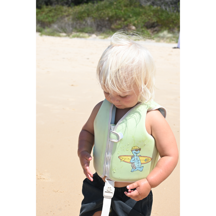 SUNNYLiFE Kids Swim Vest Shred Turtle Aqua