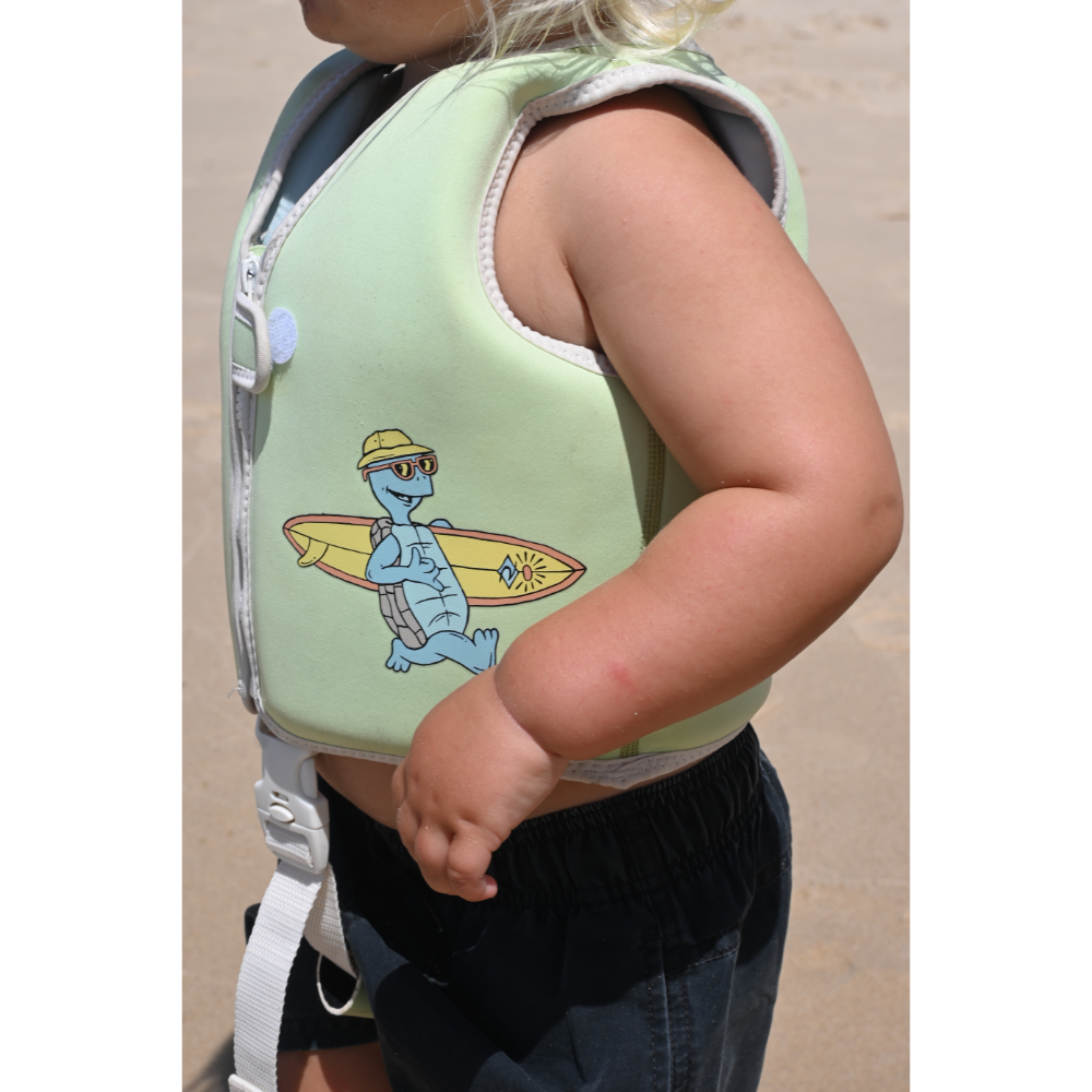 SUNNYLiFE Kids Swim Vest Shred Turtle Aqua