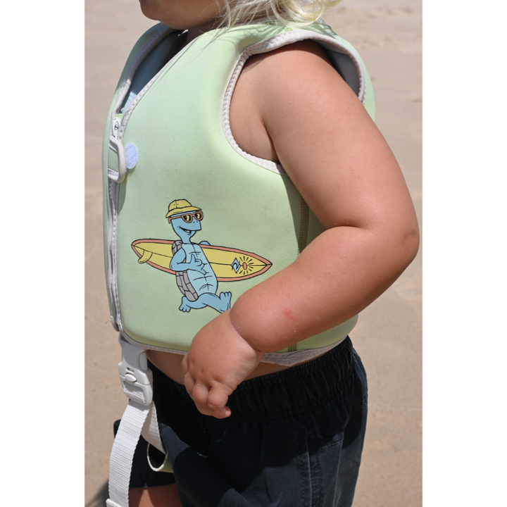 SUNNYLiFE Kids Swim Vest Shred Turtle Aqua
