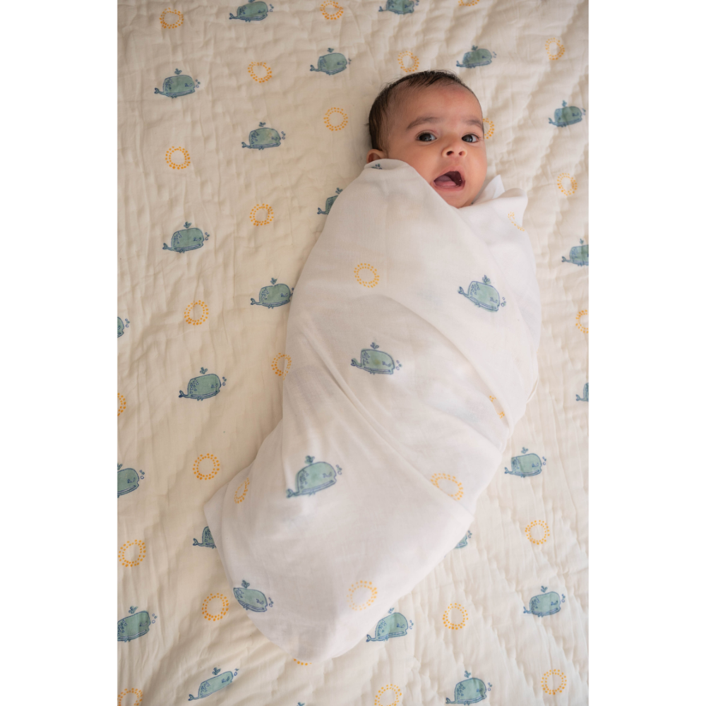 Raamae Block Printed Baby Quilt