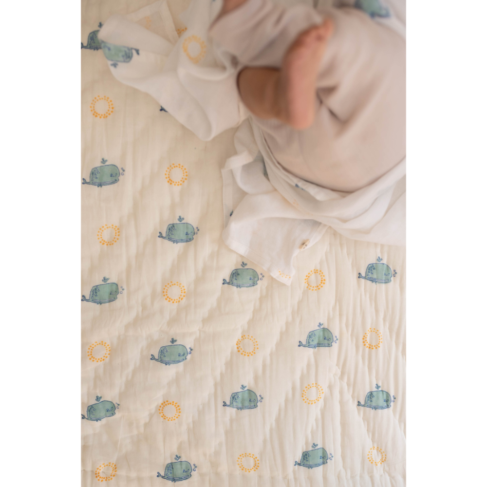 Raamae Block Printed Baby Quilt