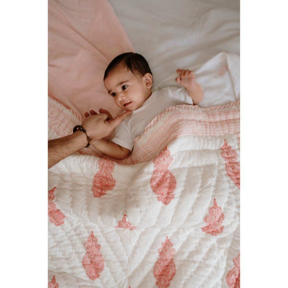 Raamae Block Printed Baby Quilt