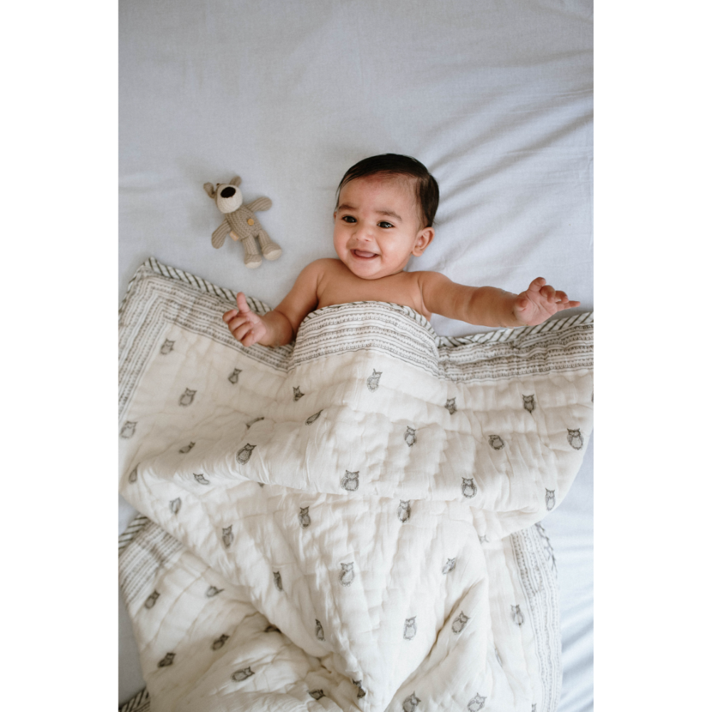 Raamae Block Printed Baby Quilt