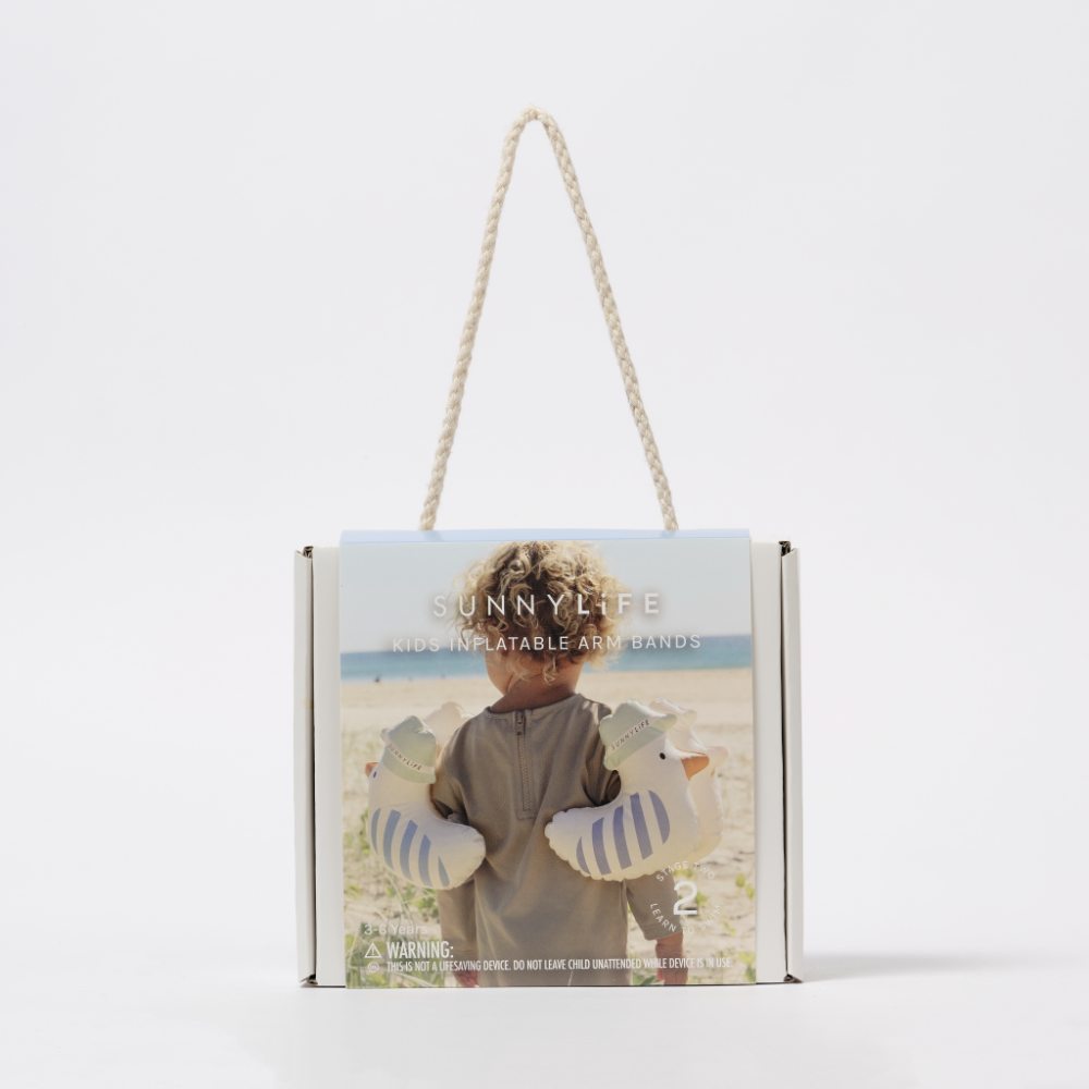 SUNNYLiFE Kids Inflatable Arm Bands Sid the Seagull Blue Stripe