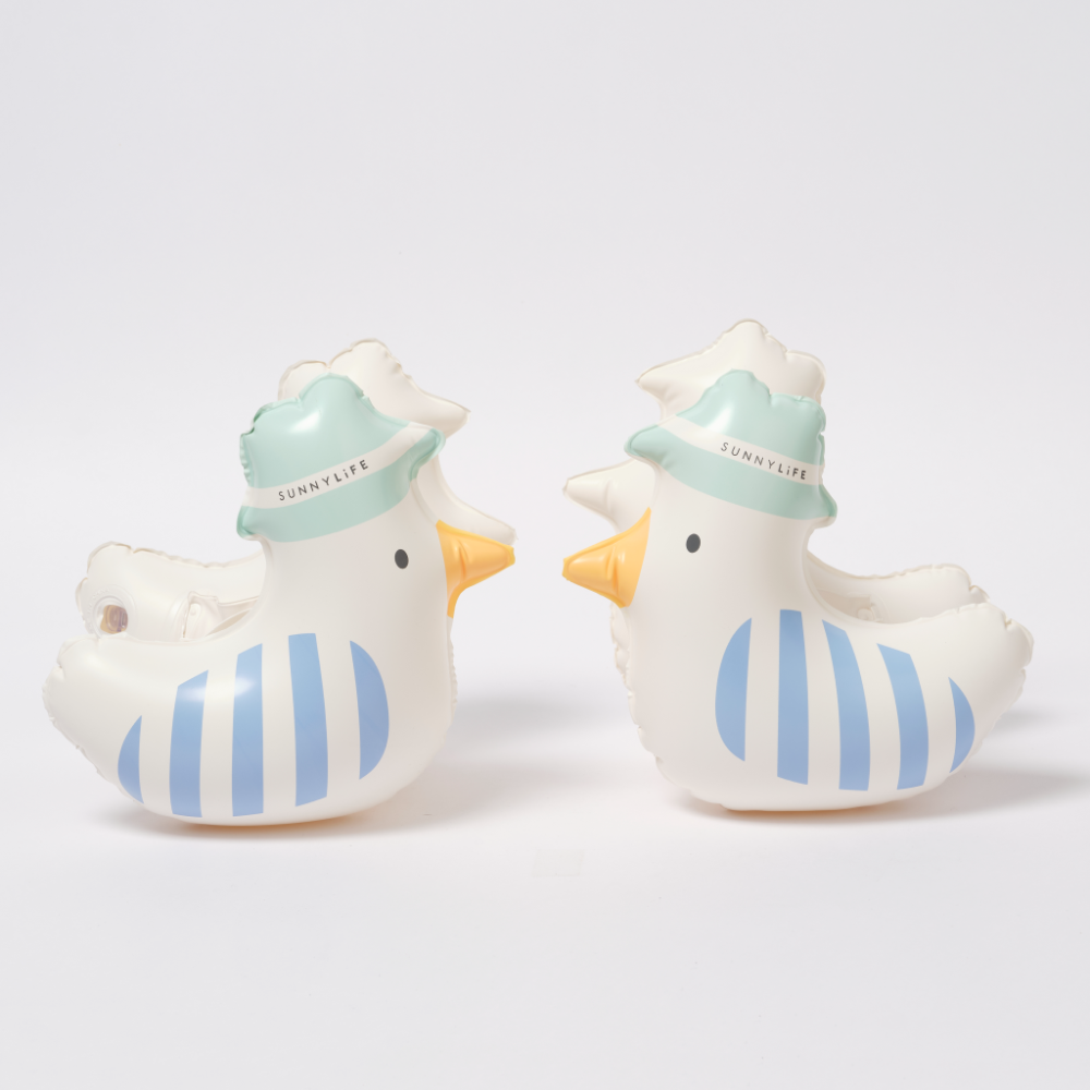 SUNNYLiFE Kids Inflatable Arm Bands Sid the Seagull Blue Stripe